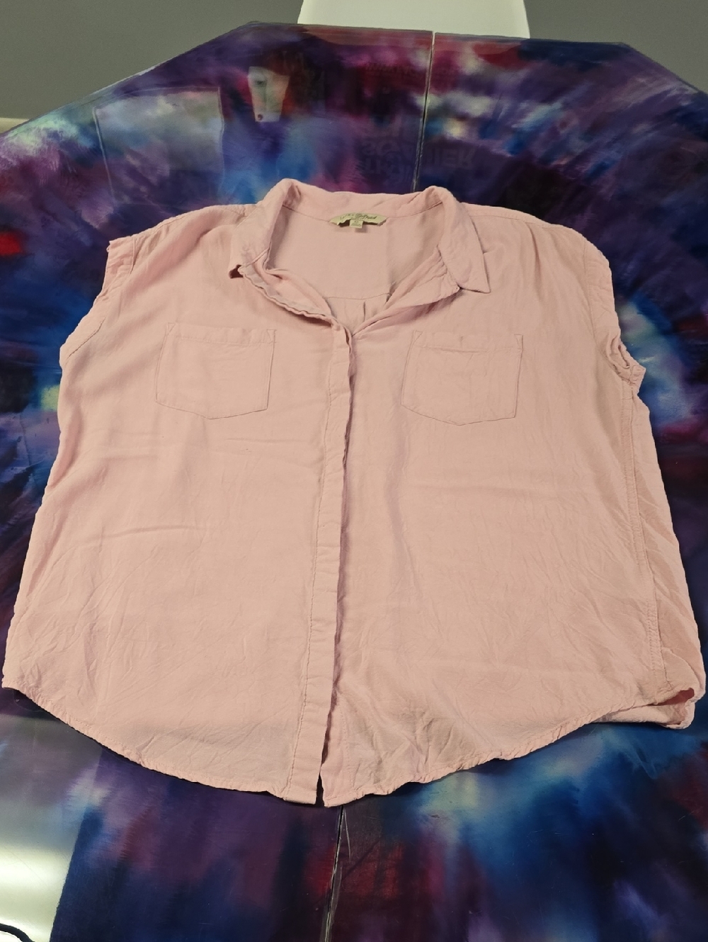 JACHS Girlfriend Sleeveless Pale Pink Button-Front Blouse